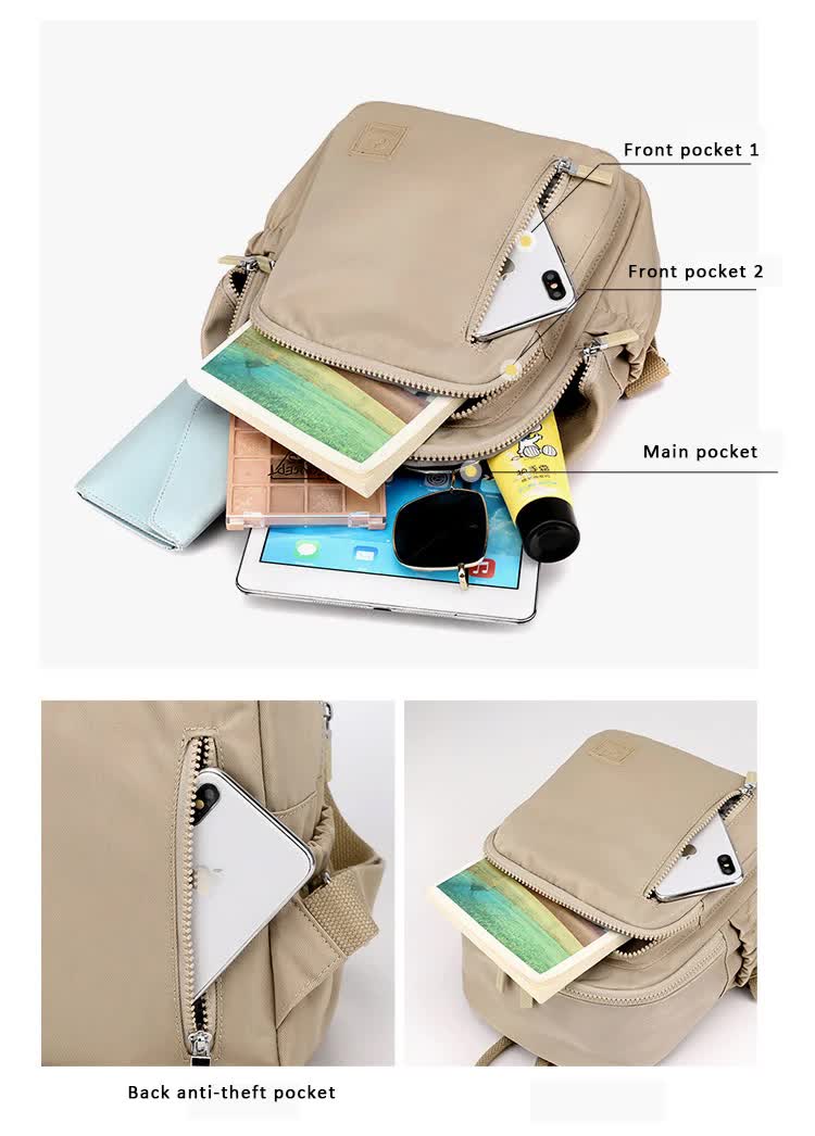 NNEDSZ Blue Mini Nylon Multi-Compartment Backpack - Lightweight and Stylish Everyday Bag