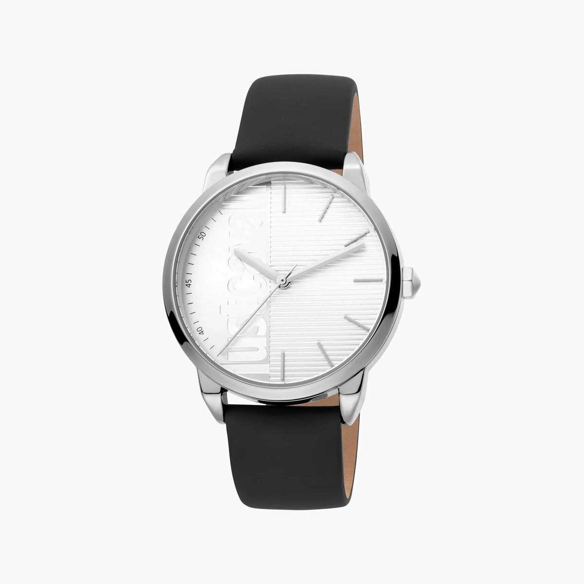 Just Cavalli Men's Silver Dial Watch, Black Leather Band | Jc1g079l0015