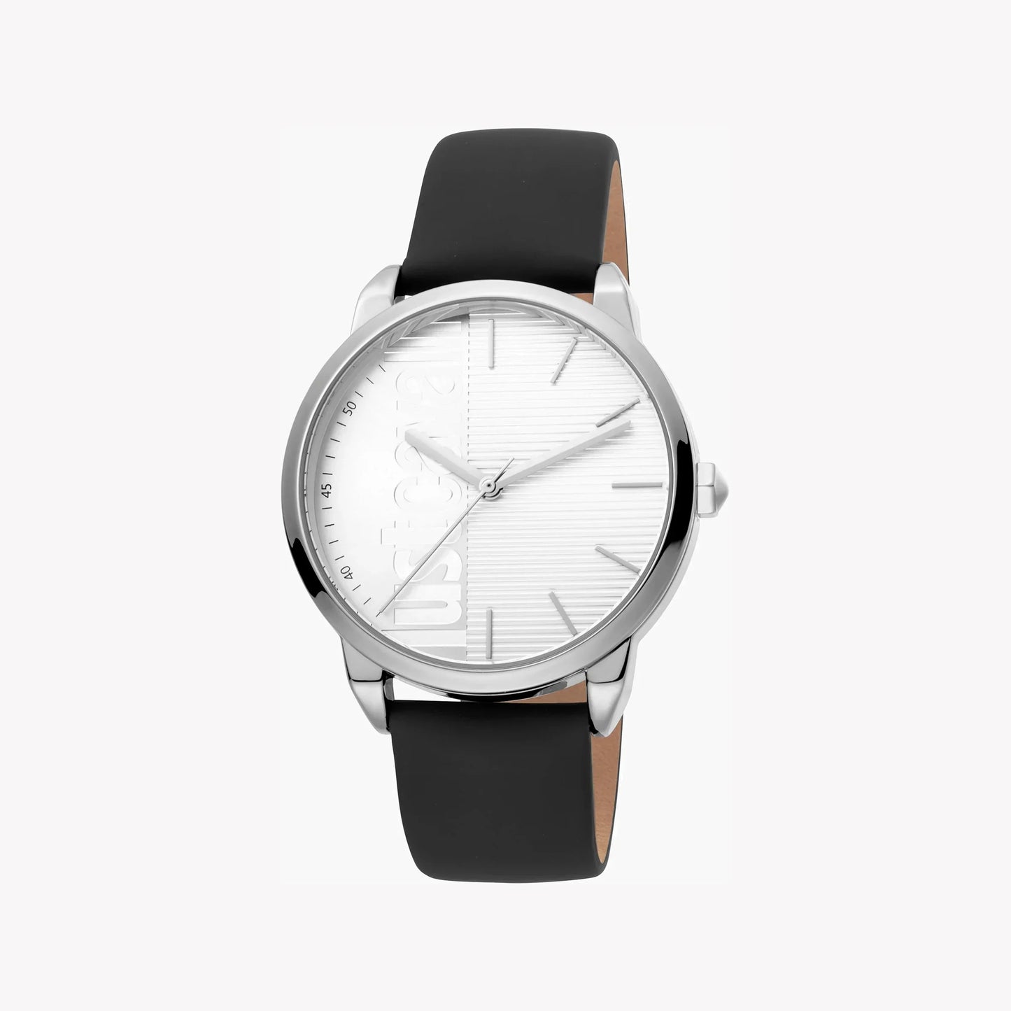 Just Cavalli Men's Silver Dial Watch, Black Leather Band | Jc1g079l0015