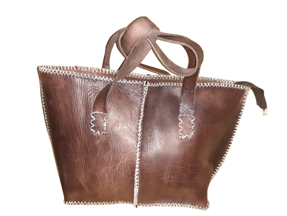 Bolso Mujer  Vacuno hilo blanco Mediano