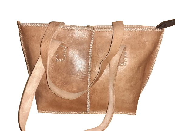 Bolso Mujer  Vacuno hilo blanco Mediano