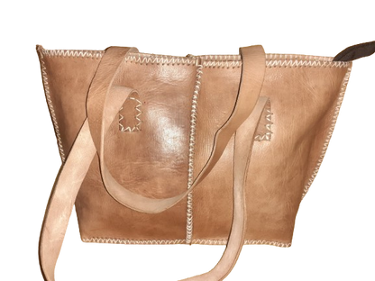 Bolso Mujer  Vacuno hilo blanco Mediano