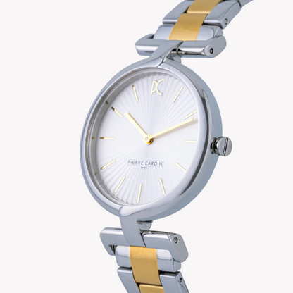 Pierre Cardin Women's Silver & Gold Watch, Silver Dial | Cmd.3510