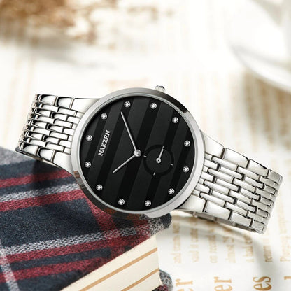 NAKZEN Commerce Diamond Men Watch Famous Luxury Brand Sapphire Watches Men's Stainless Steel Simple Black Gold Watch Male Clock 4036