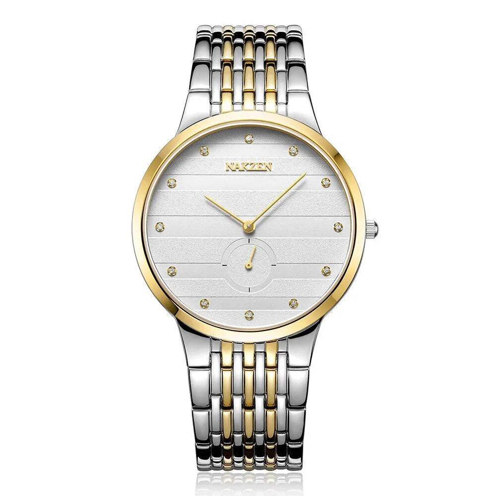 NAKZEN Commerce Diamond Men Watch Famous Luxury Brand Sapphire Watches Men's Stainless Steel Simple Black Gold Watch Male Clock 4036