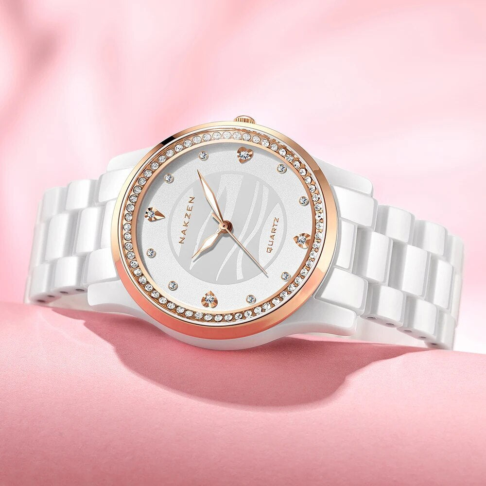 NAKZEN New Design Women Watches Elegant Ceramics Reloj Mujer Japanese Quartz Movement Clock for Ladies Luxury Relogio Feminino 1023