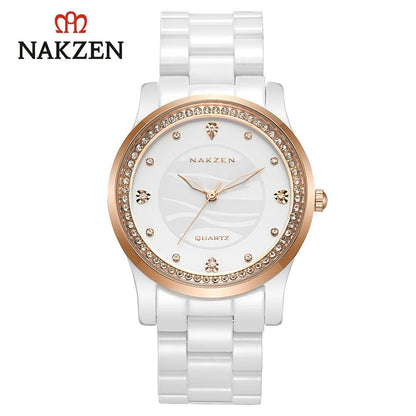 NAKZEN New Design Women Watches Elegant Ceramics Reloj Mujer Japanese Quartz Movement Clock for Ladies Luxury Relogio Feminino 1023