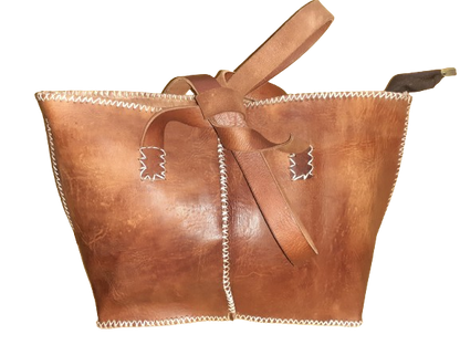 Bolso Mujer  Vacuno hilo blanco Mediano