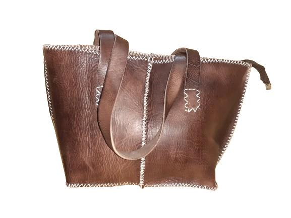 Bolso Mujer  Vacuno hilo blanco Mediano