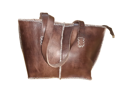 Bolso Mujer  Vacuno hilo blanco Mediano