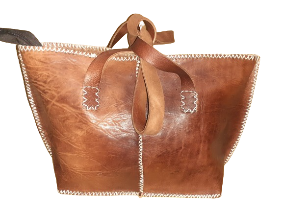 Bolso Mujer  Vacuno hilo blanco Mediano