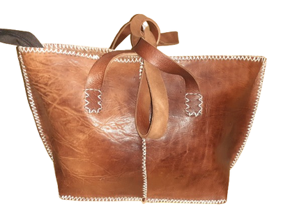 Bolso Mujer  Vacuno hilo blanco Mediano