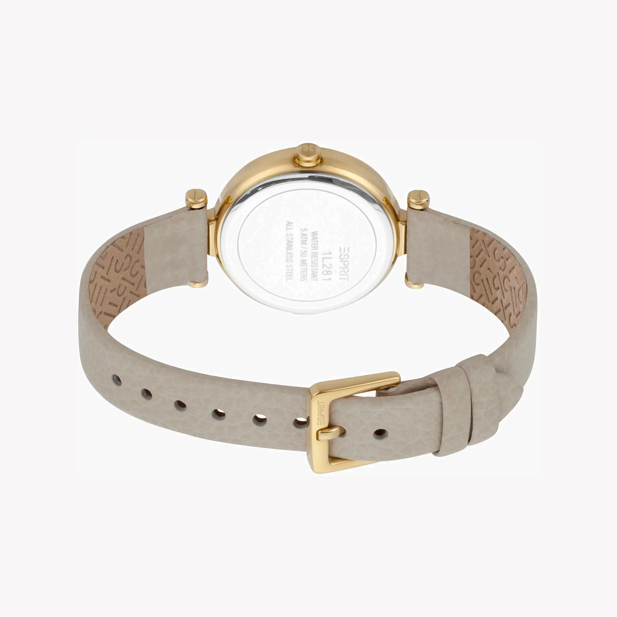 Esprit Women's Beige Leather Watch, Silver Dial | Es1l085m0035