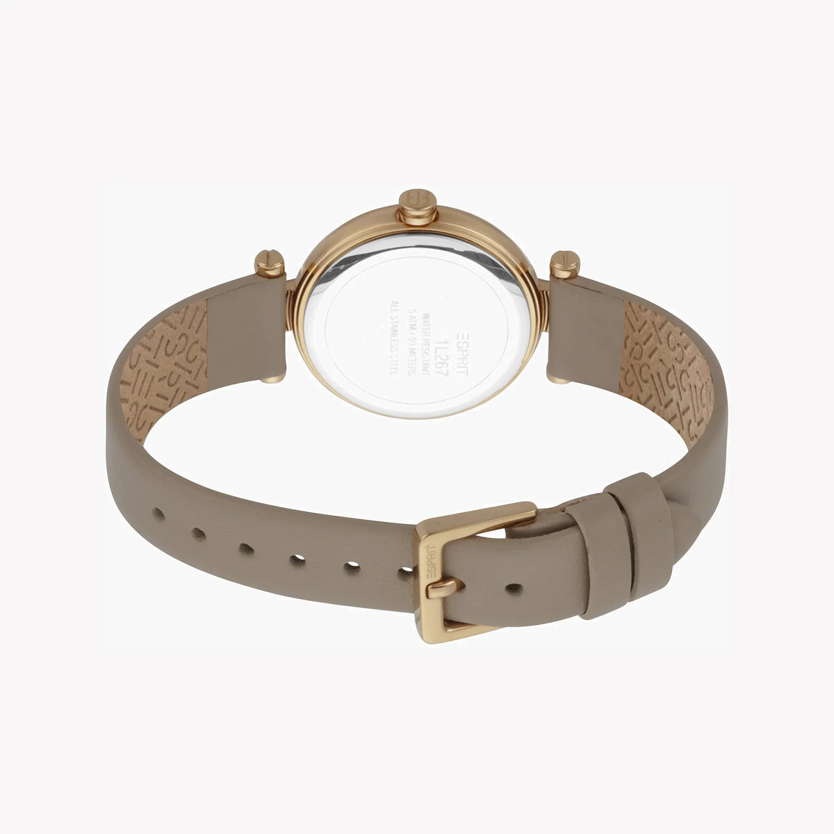 Esprit Women's Beige Leather Watch, Silver Dial | Es1l081m0015