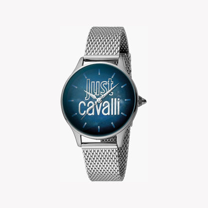 Just Cavalli Women's Silver Watch, Blue Dial | Jc1l032m0085