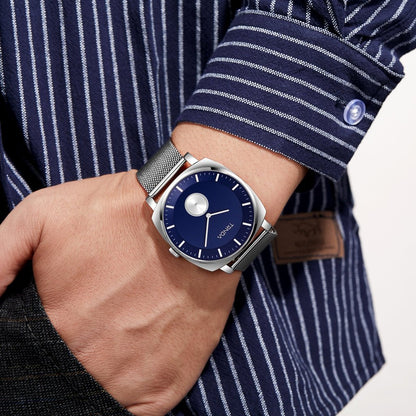 Trnda Men's Stainless Steel Watch, Blue Dial | Trn-Sq45-Sl