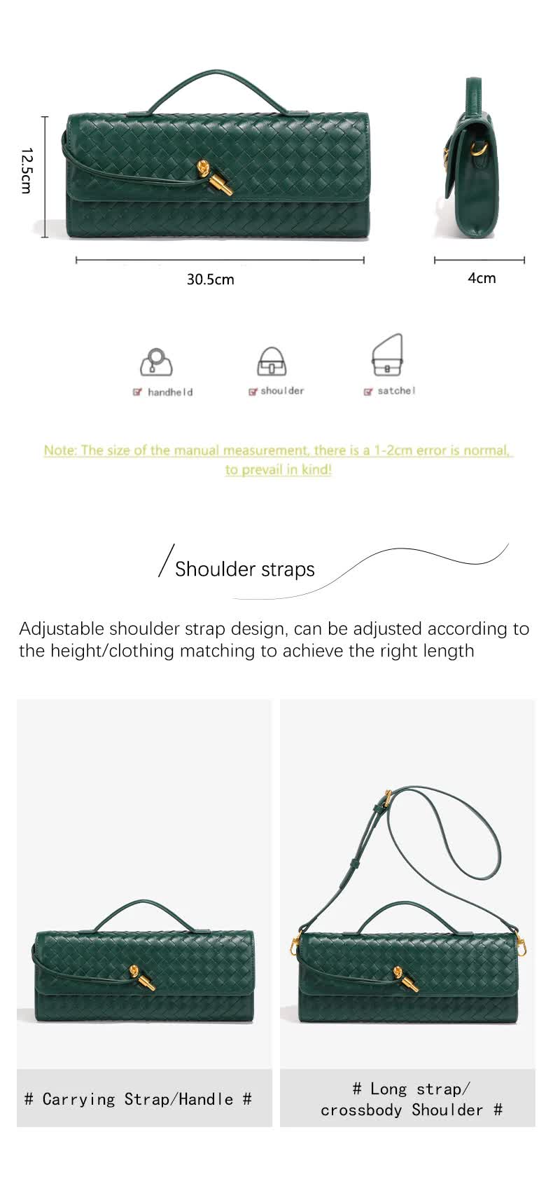 NNEDSZ Coffee Luxury Woven PU Leather Clutch - Elegant Women's Evening Baguette Bag with Adjustable Shoulder Strap