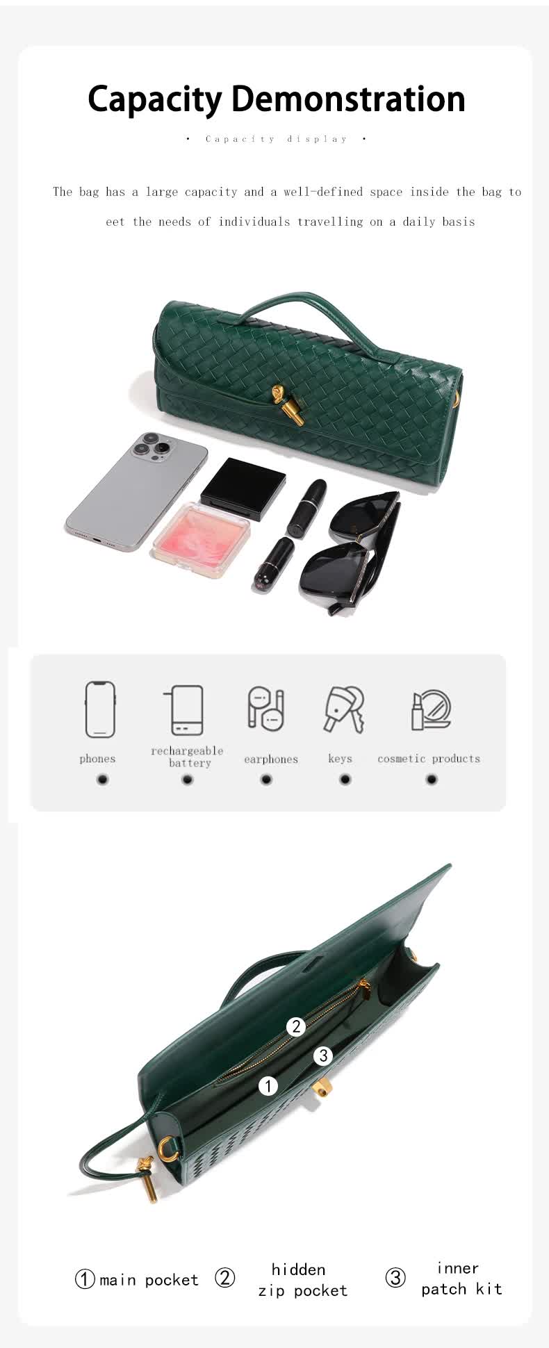 NNEDSZ Coffee Luxury Woven PU Leather Clutch - Elegant Women's Evening Baguette Bag with Adjustable Shoulder Strap