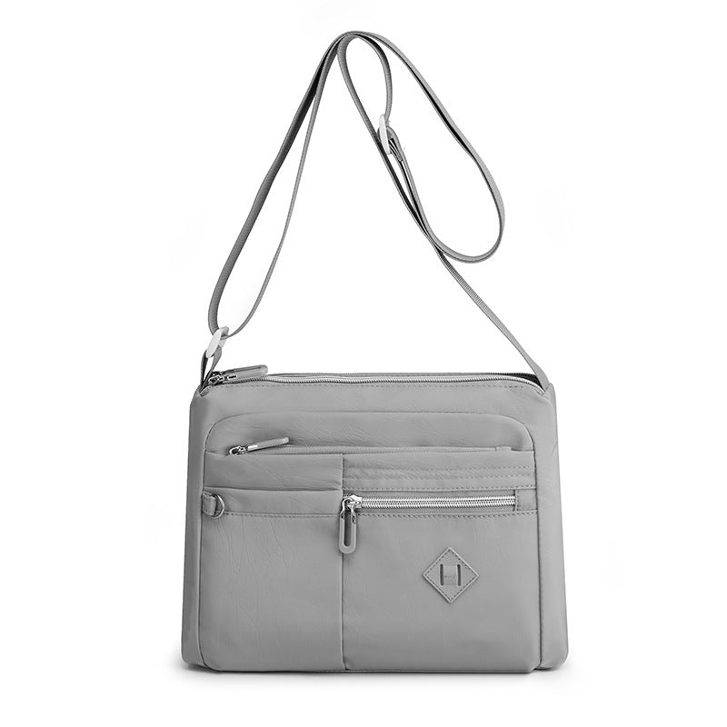 NNEDSZ Lightweight Nylon Crossbody Shoulder Bag - Gray, Adjustable Strap, Multi-Pocket Design