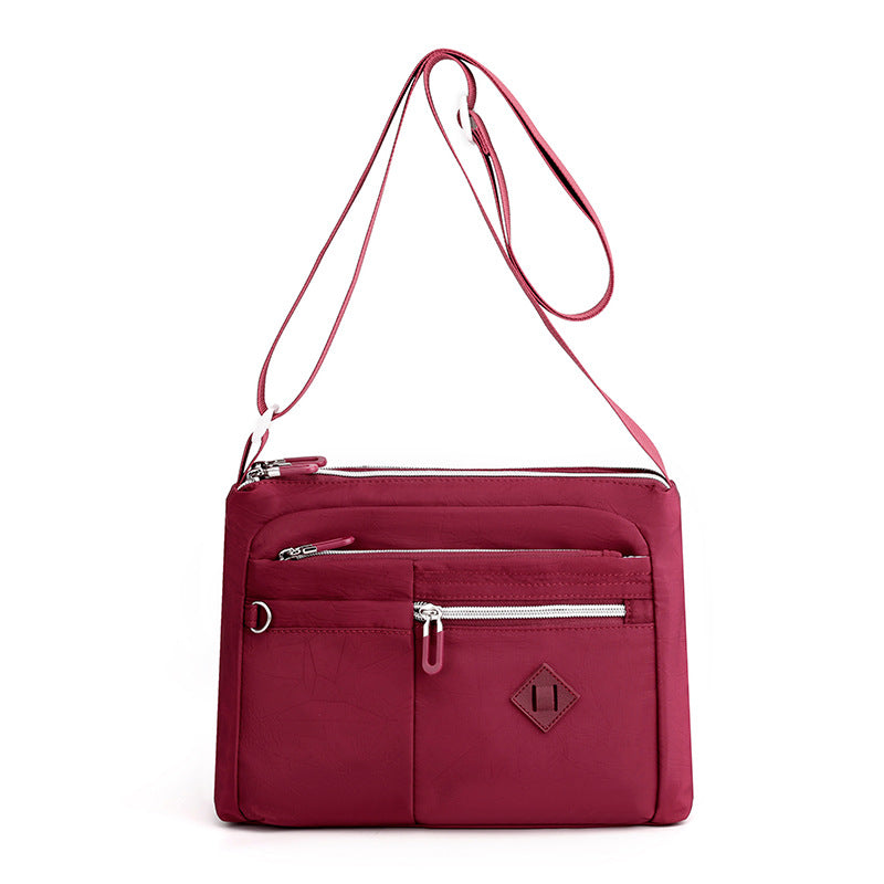 NNEDSZ Lightweight Nylon Crossbody Shoulder Bag - Date Red, Adjustable Strap, Multi-Pocket Design