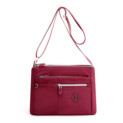 NNEDSZ Lightweight Nylon Crossbody Shoulder Bag - Date Red, Adjustable Strap, Multi-Pocket Design