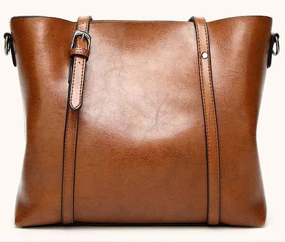 NNEDSZ Elegant PU Leather Tote Bag with Detachable Strap - Dark Blue