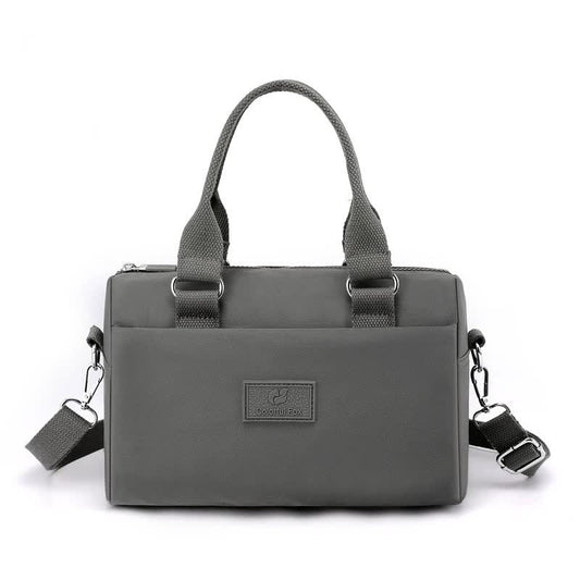 NNEDSZ 0486# Gray Multifunctional Nylon Shoulder Bag - Lightweight and Spacious Handbag for Women, 27x18x14cm