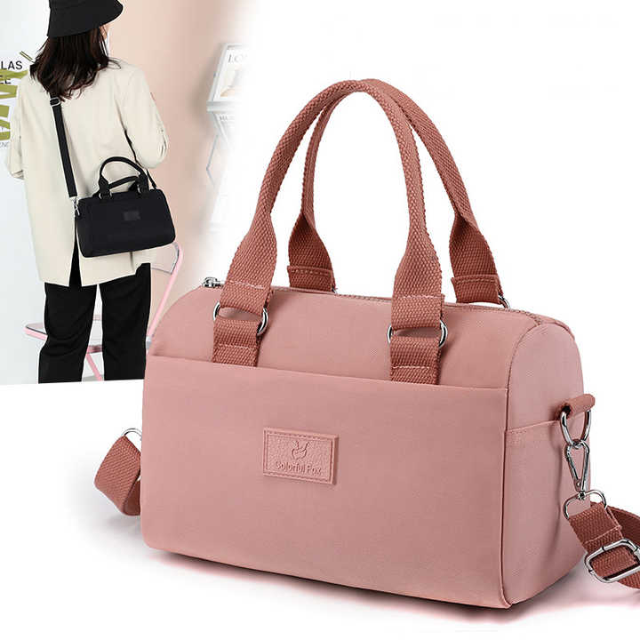 NNEDSZ 0486# Gray Multifunctional Nylon Shoulder Bag - Lightweight and Spacious Handbag for Women, 27x18x14cm