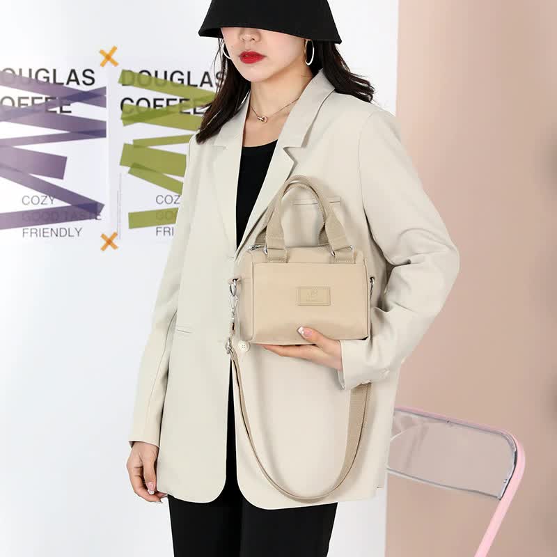 NNEDSZ 0486# Gray Multifunctional Nylon Shoulder Bag - Lightweight and Spacious Handbag for Women, 27x18x14cm