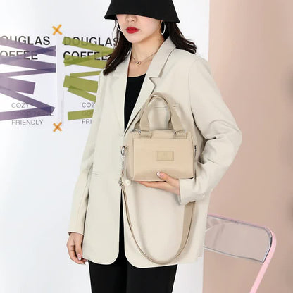 NNEDSZ 0486# Gray Multifunctional Nylon Shoulder Bag - Lightweight and Spacious Handbag for Women, 27x18x14cm