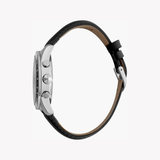 Just Cavalli Men's Silver Watch, Black Leather Band | Jc1g204l0015