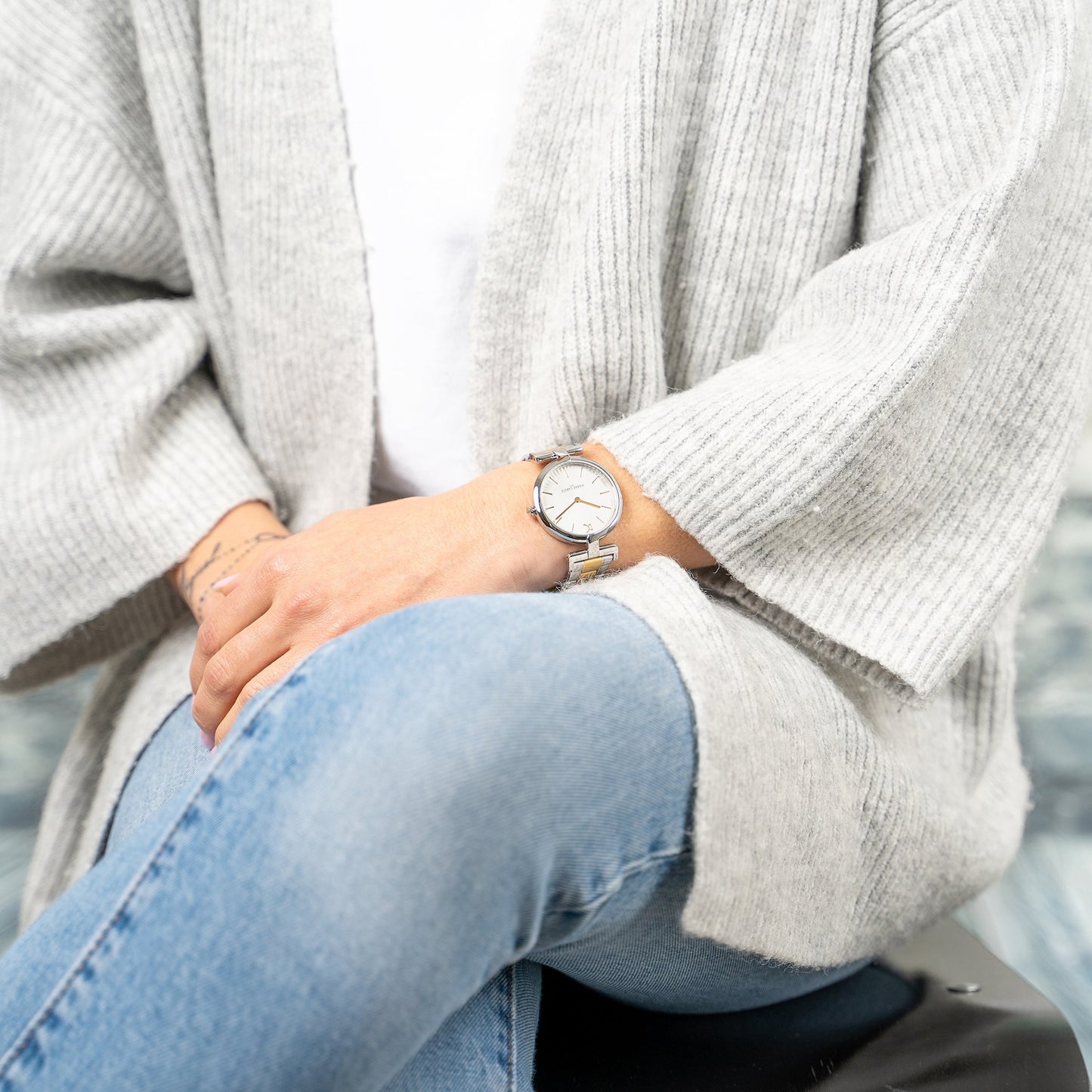 Pierre Cardin Women's Silver & Gold Watch, Silver Dial | Cmd.3510