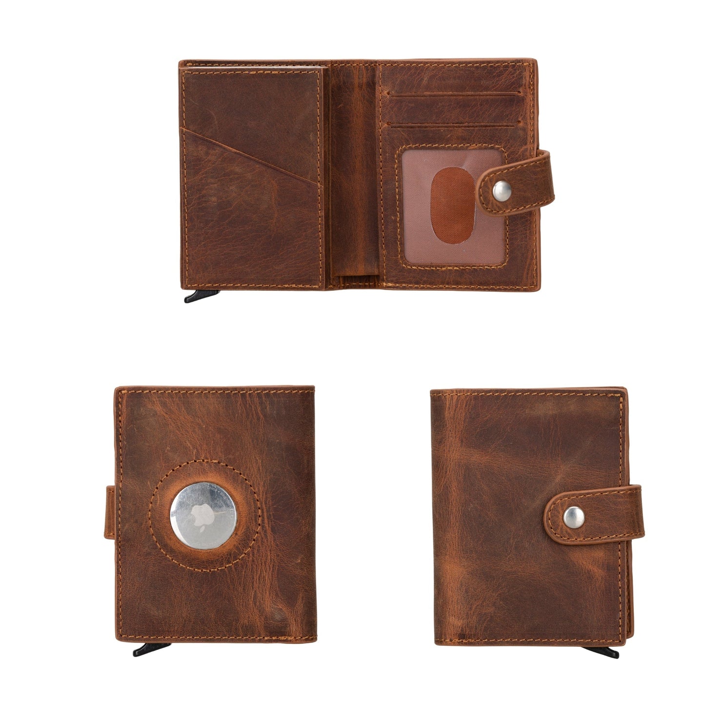 Douglas Genuine Leather Pop-Up Wallet with AirTag Slot - RFID Blocking Cardholder