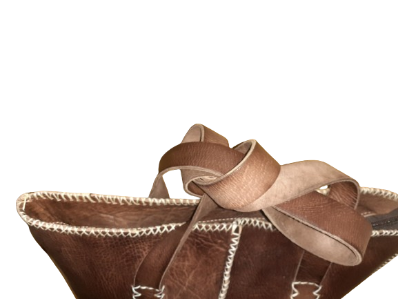 Bolso Mujer  Vacuno hilo blanco Mediano