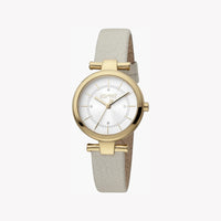 Esprit Women's Beige Leather Watch, Silver Dial | Es1l085m0035