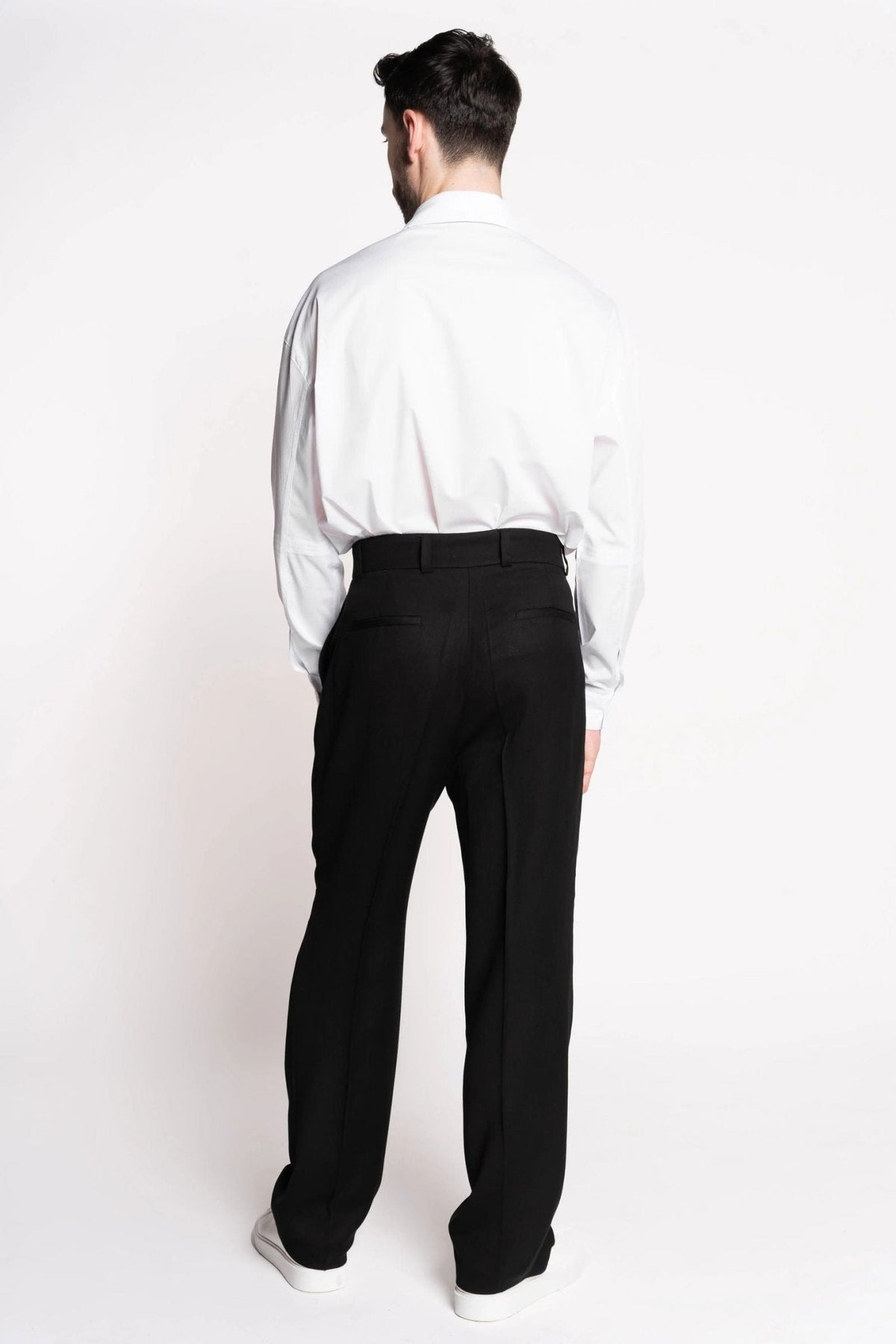 French-Made Thick Cold Wool Pleated High-Waisted Pants